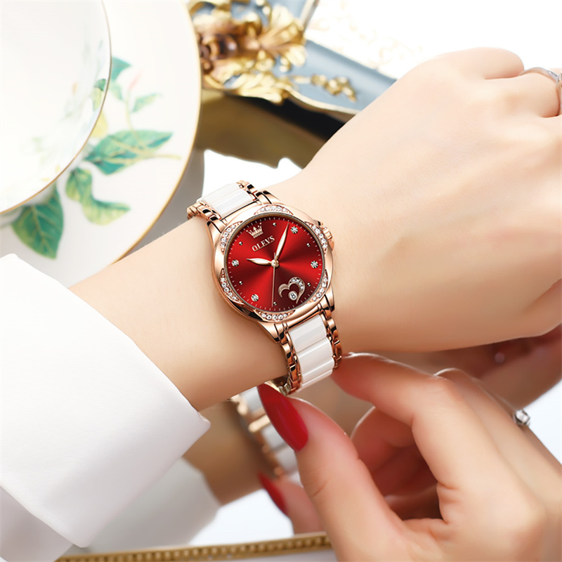Luxury Ceramic Watch - OLEVS Ladies Watch Woman Luxury Fashion